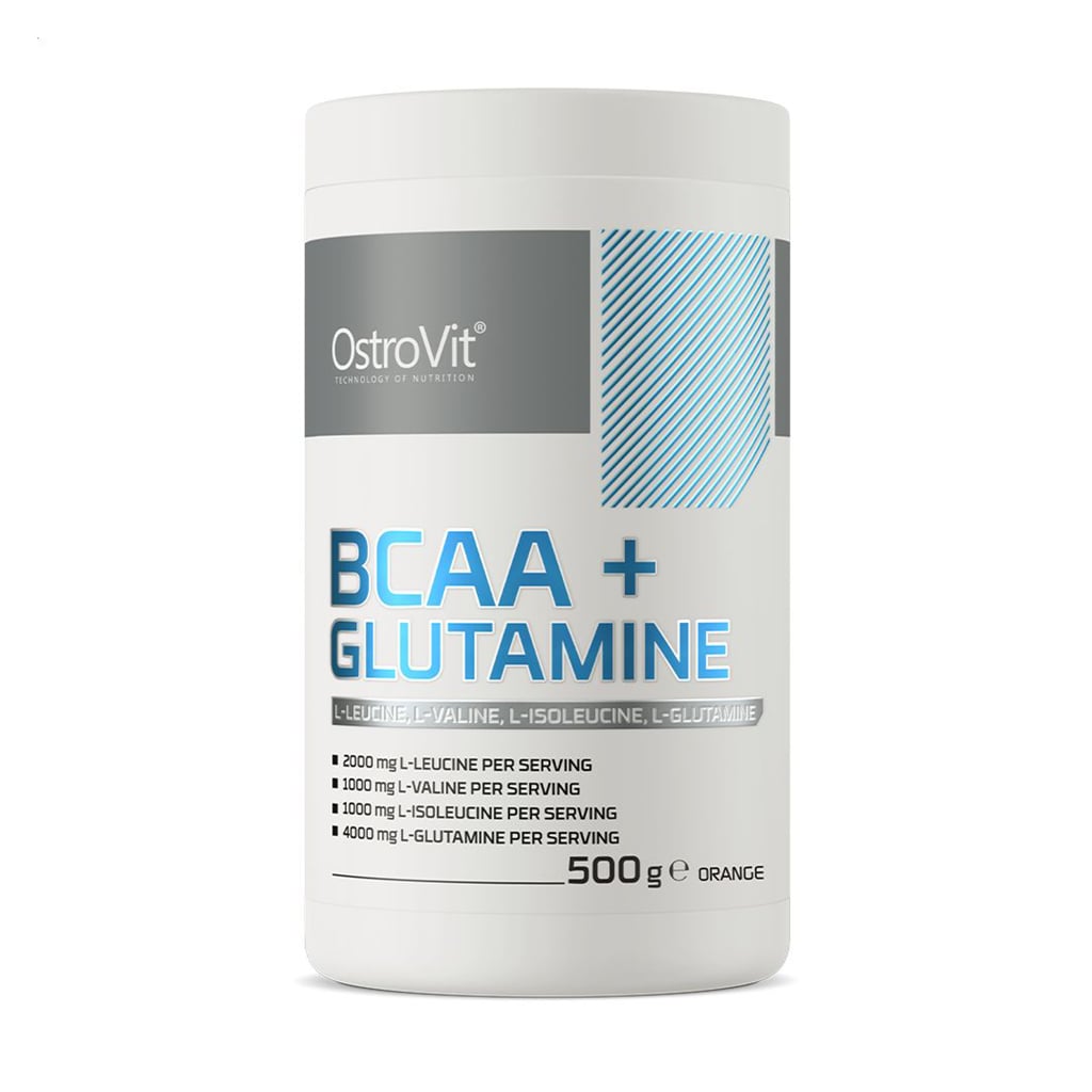 Амінокислоти BCAA + L-Глютамін OstroVit BCAA + Glutamine зі смаком апельсину, в порошку, 500 г